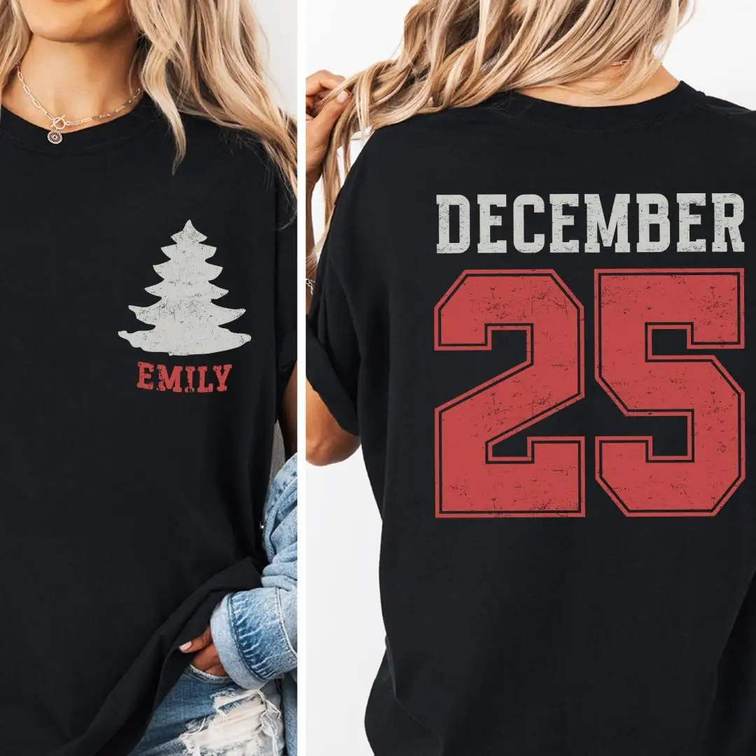 Custom Christmas Tree Shirt | Retro Merry December 25 Shirt