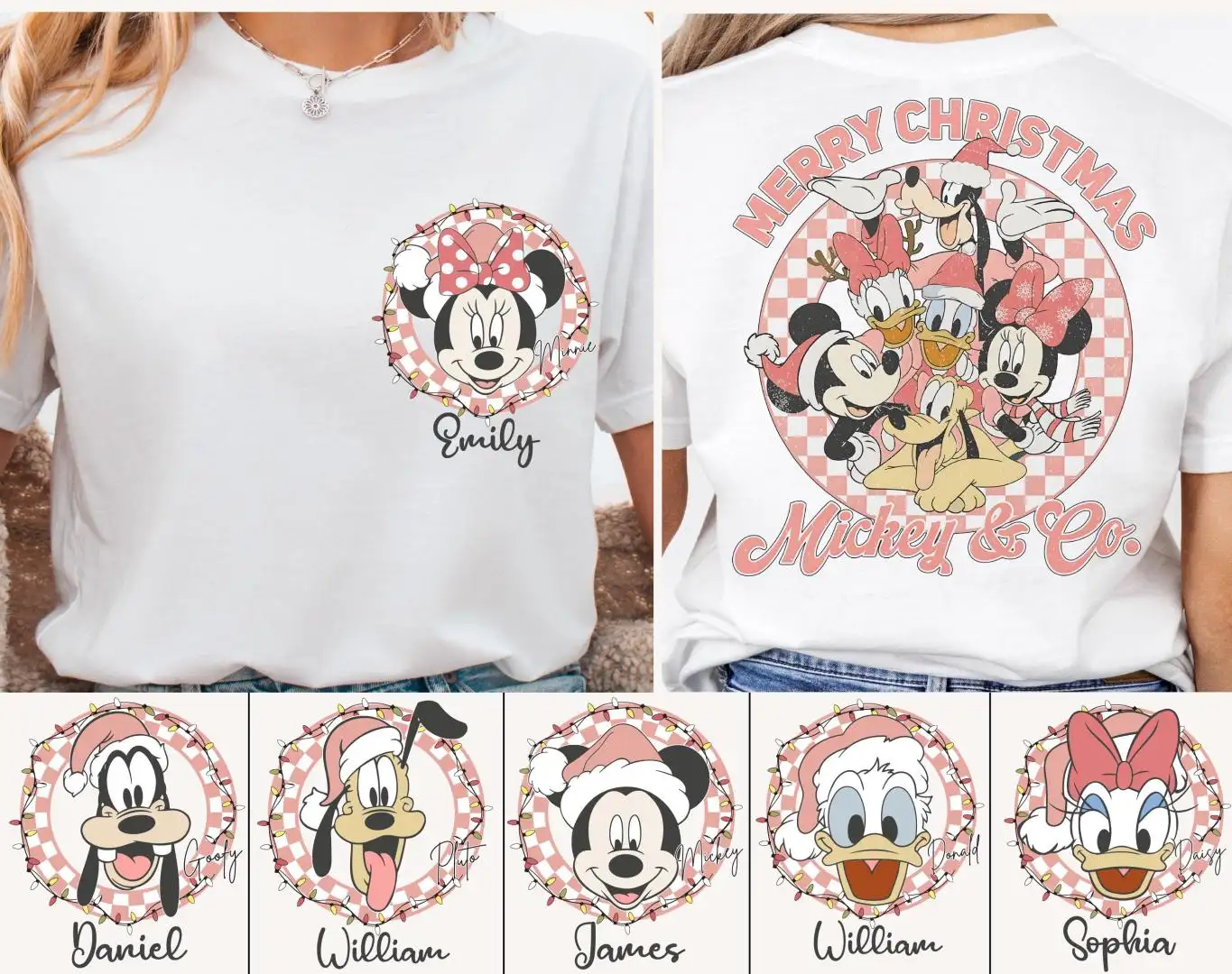 Disney Christmas Mickey Checkered Shirt for Family Matching