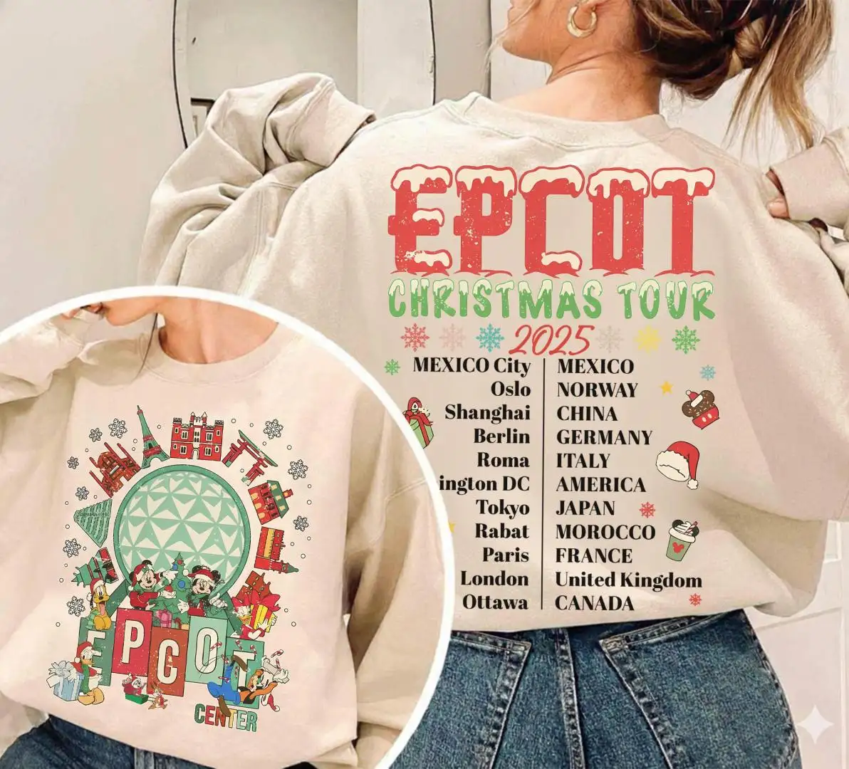 Disney Epcot Christmas Drinking Around The World Shirt