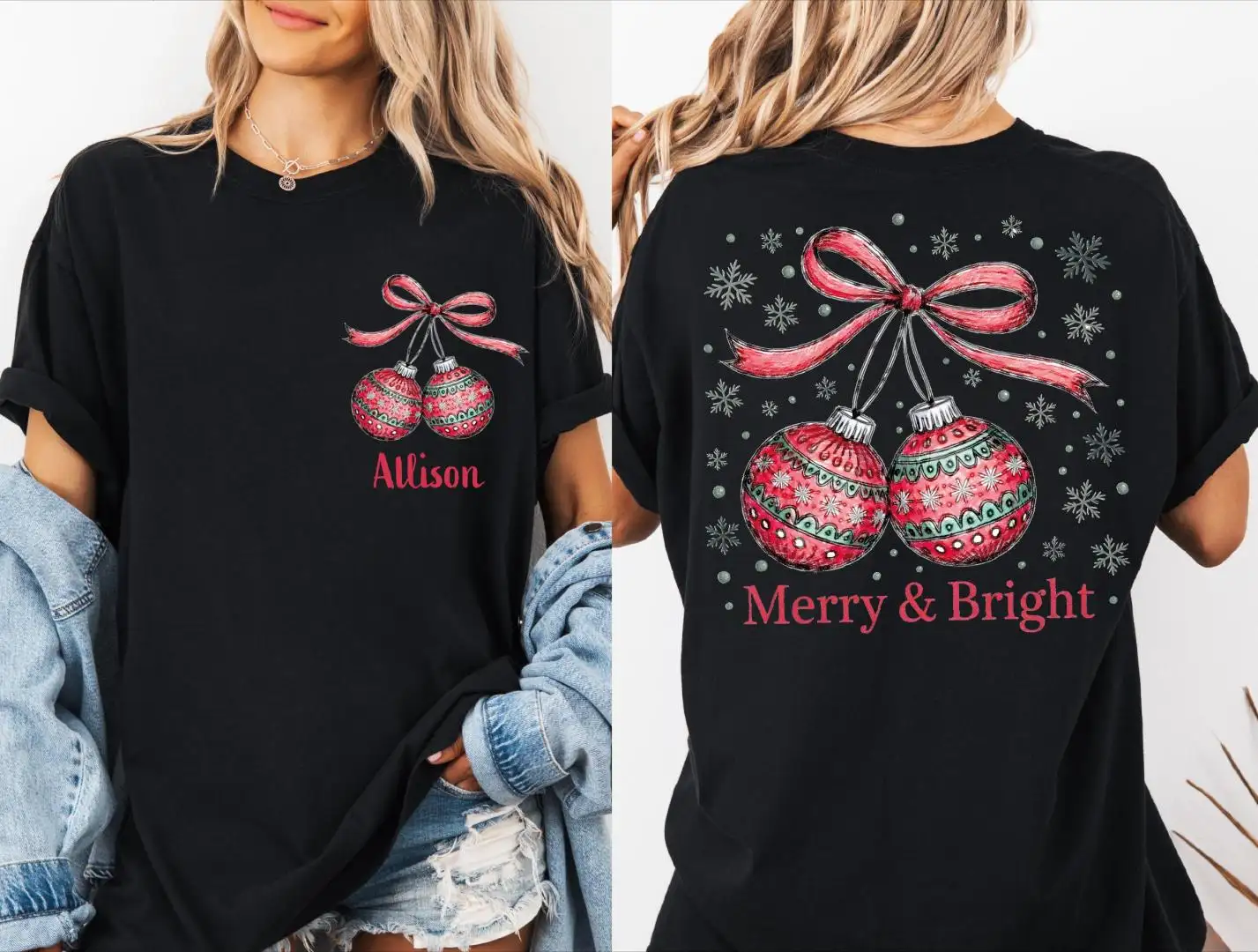 Merry & Bright Christmas Ornament Shirt
