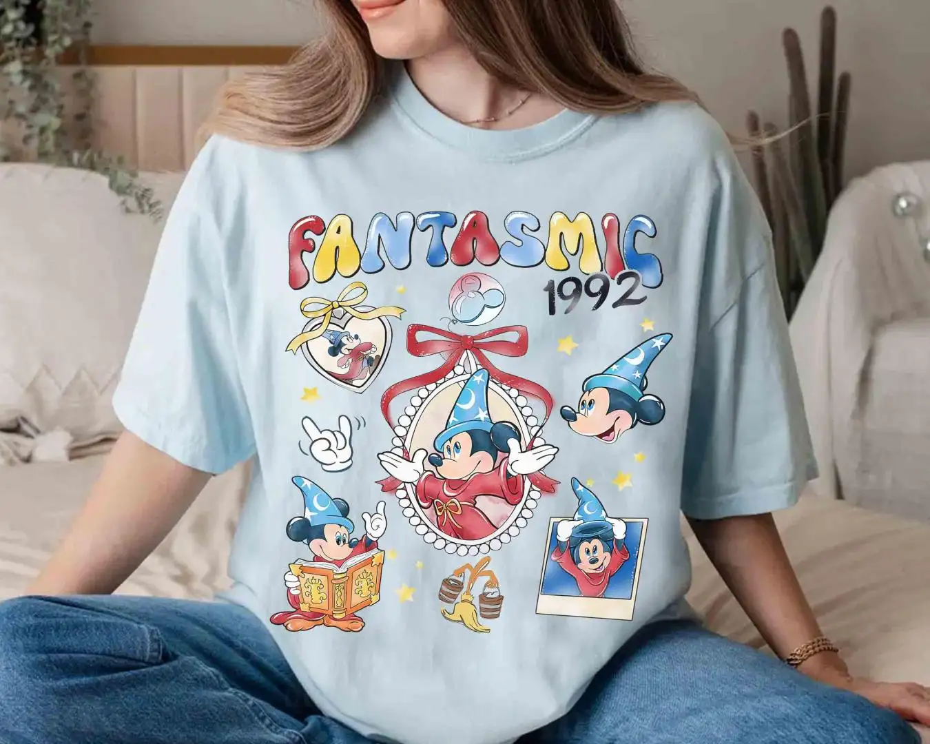 Fantasia Mickey Sorcerer Watercolor Shirt for Disneyland Family Trips
