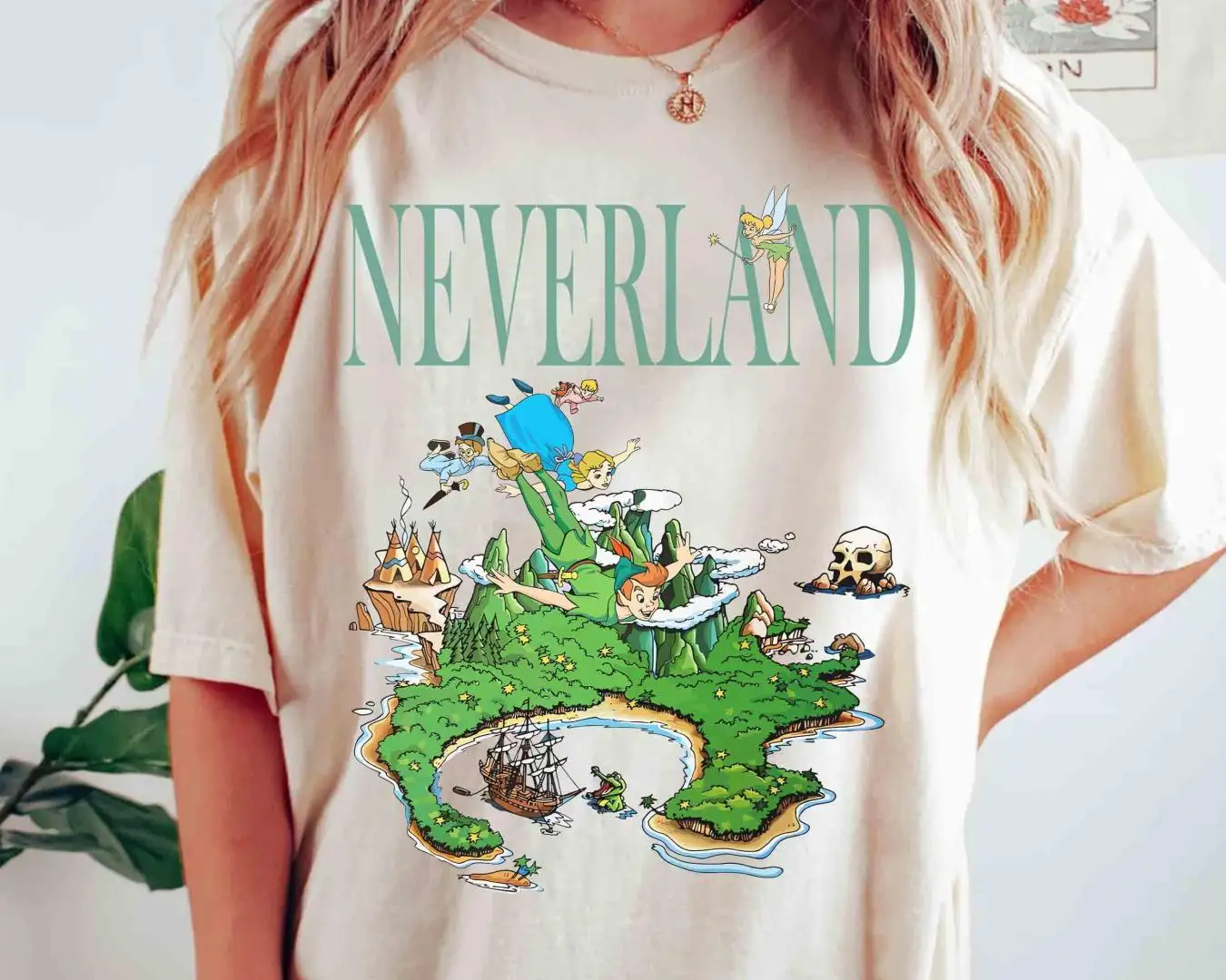 Retro Disney Peter Pan Map Shirt for Family Holiday Trips