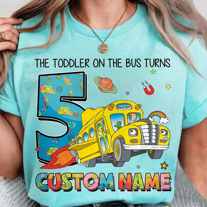 Personalized Magic School Bus Birthday Shirt For Toddlers