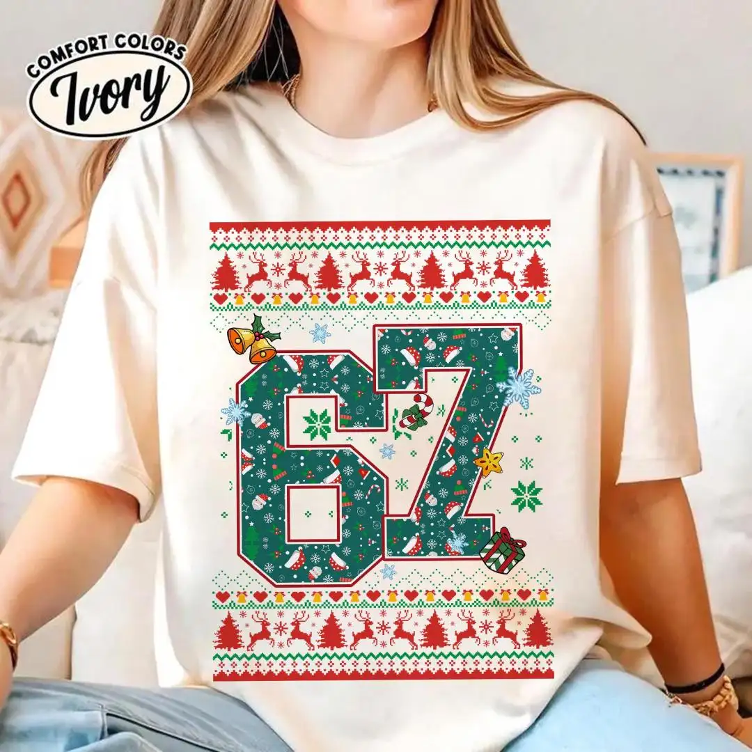 Funny 6 7 Meme Christmas Shirt for Couples