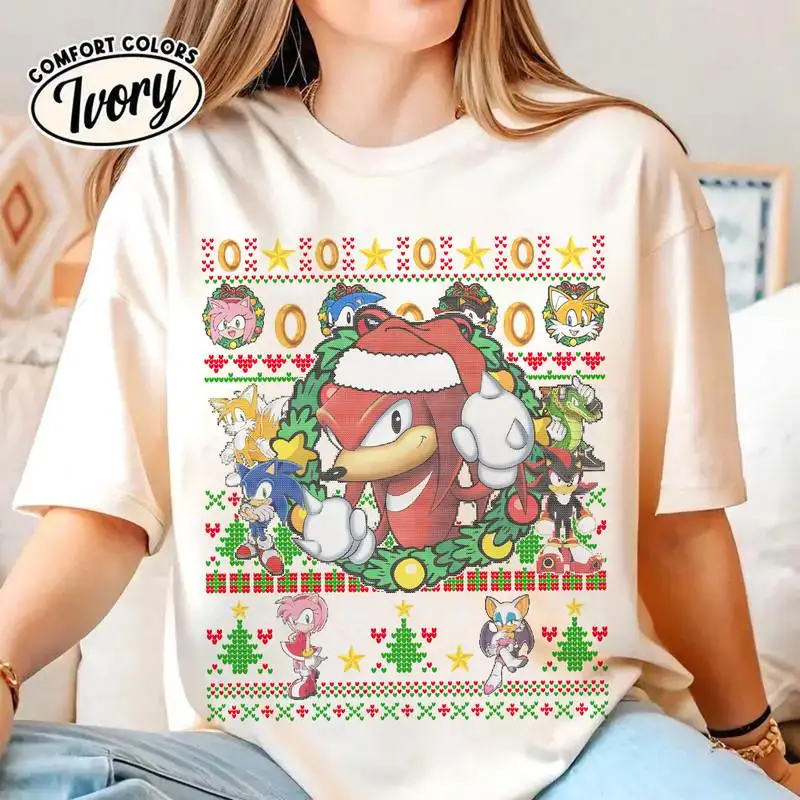 Sonic Knuckles Ugly Christmas Shirt for Family