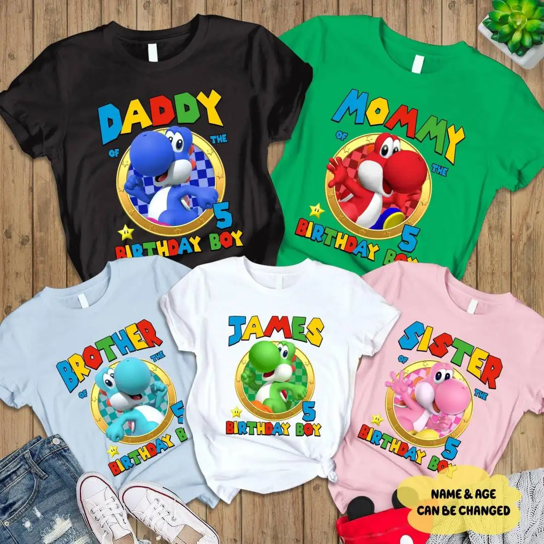 Super Mario Yoshi Birthday Shirt For Family Party