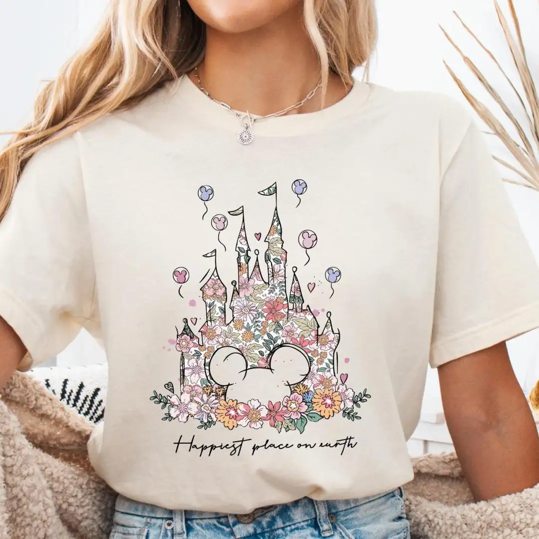 Disneyland Floral Castle Shirt for Vacation