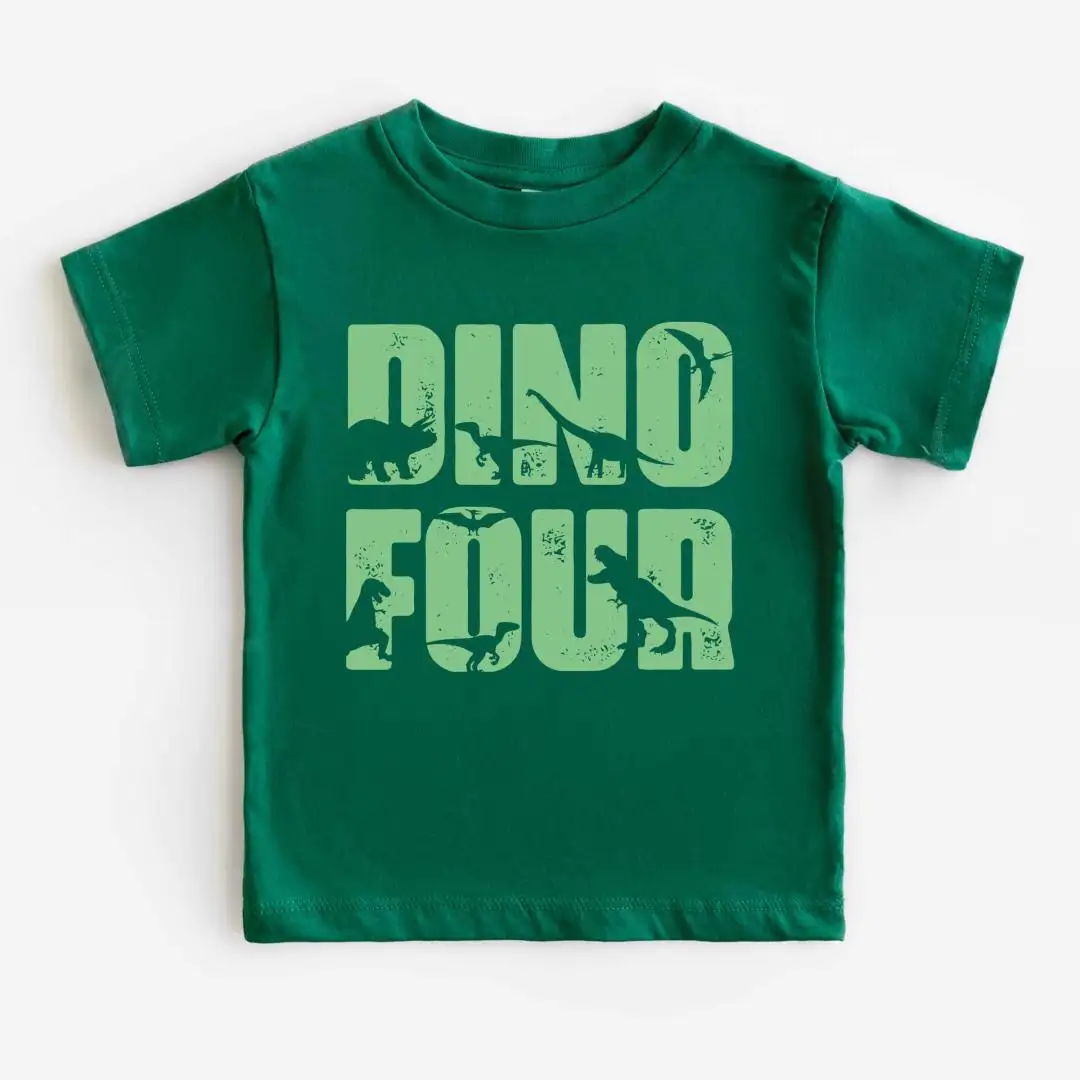 Dino Fourth Birthday Shirt for Family Party