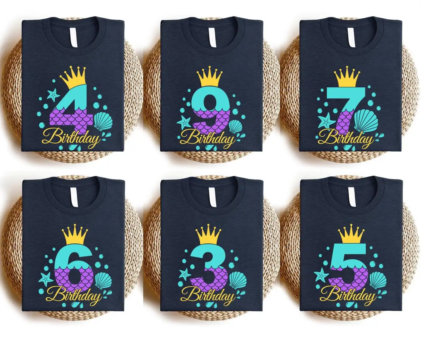 Custom Mermaid Birthday Shirt for Girls Party