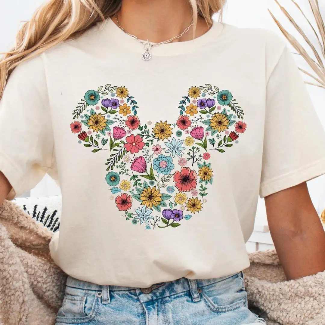 Disney Floral Mickey Shirt for Family Vacation