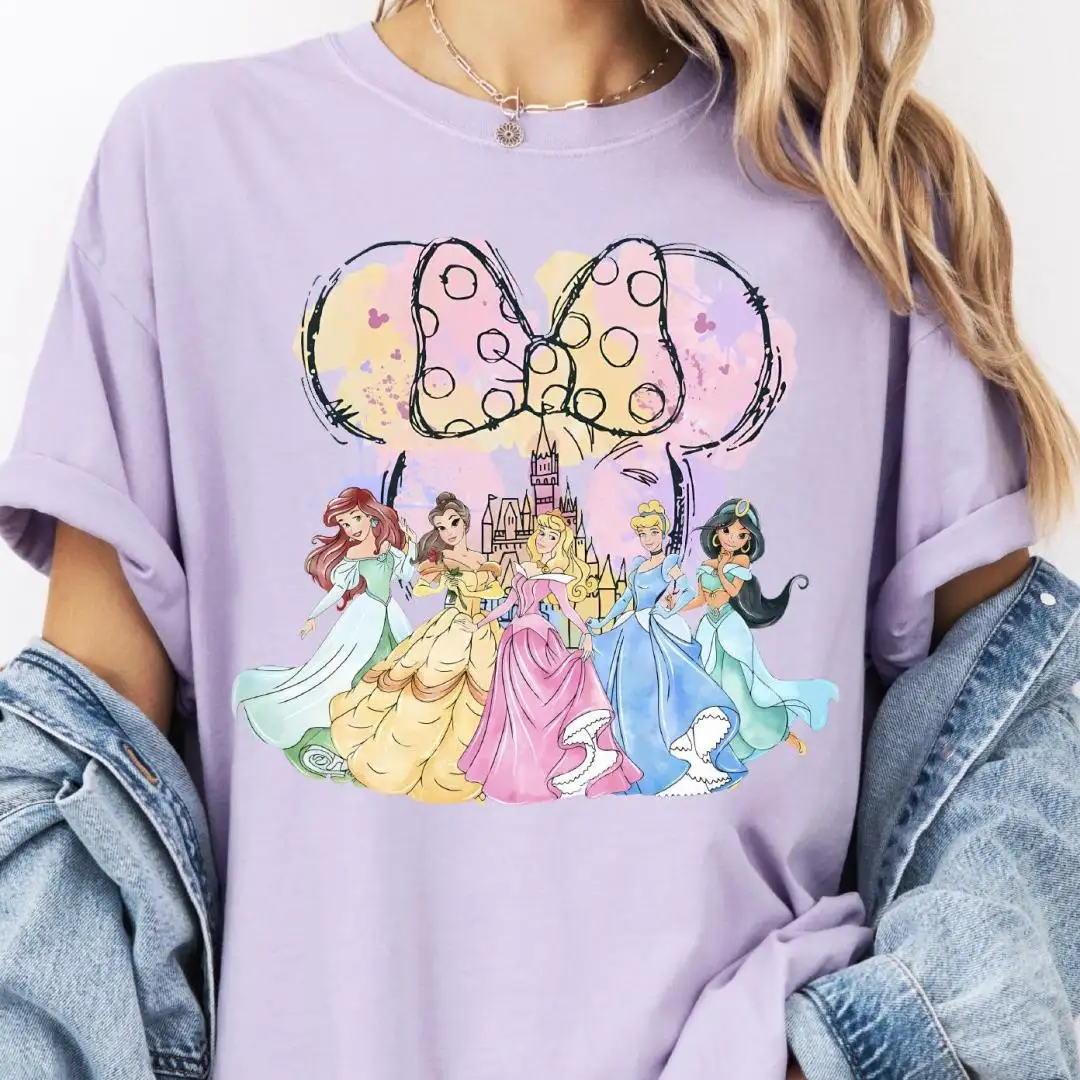 Disney Princesses Shirt for Girls with Minnie Bow