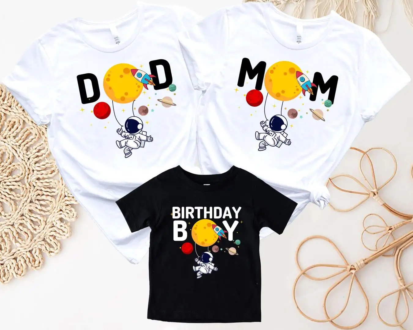 Family Astronaut Birthday Shirt Rocket Space Theme