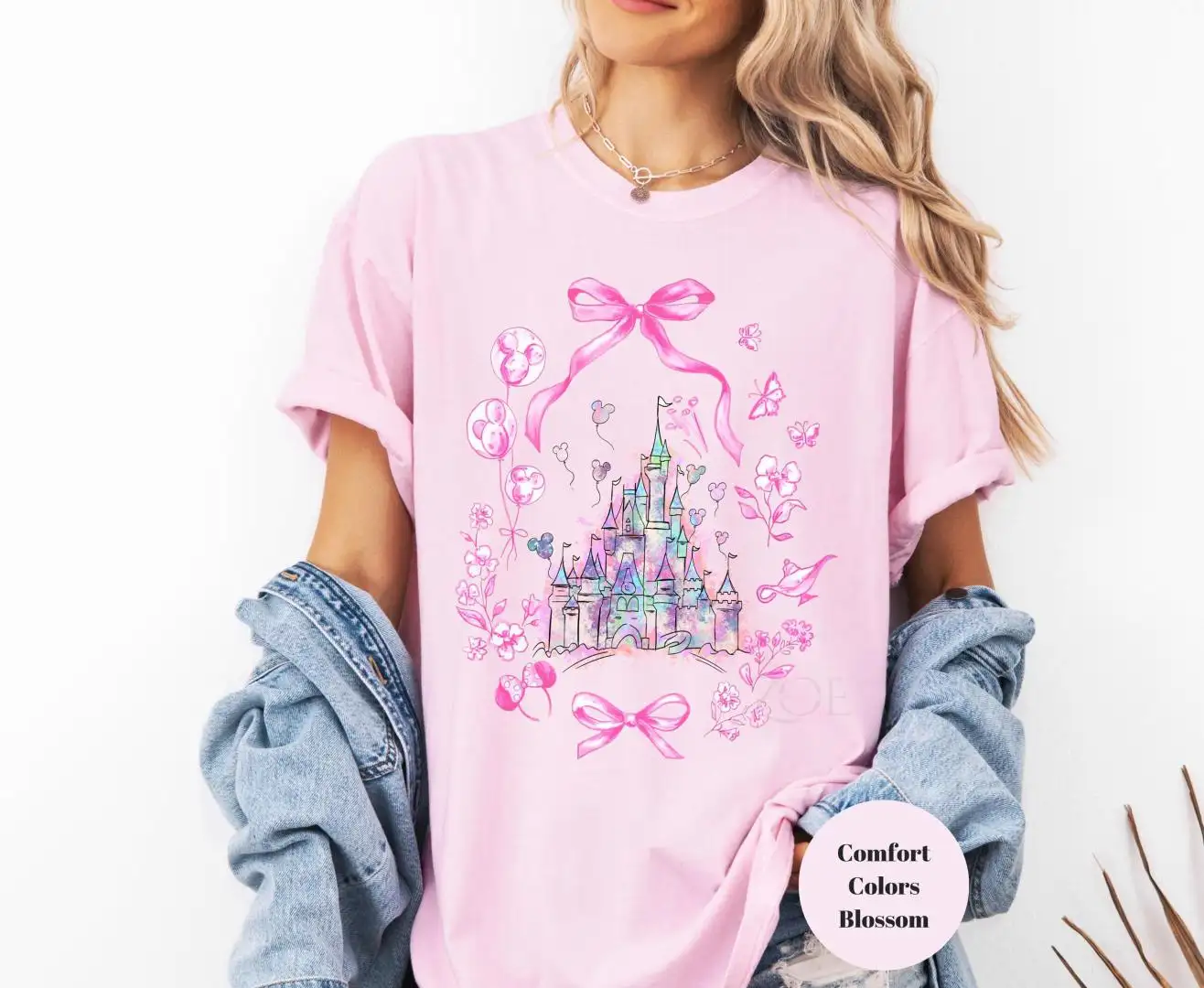 Disney Princess Floral Shirt with Retro Castle Bow Design