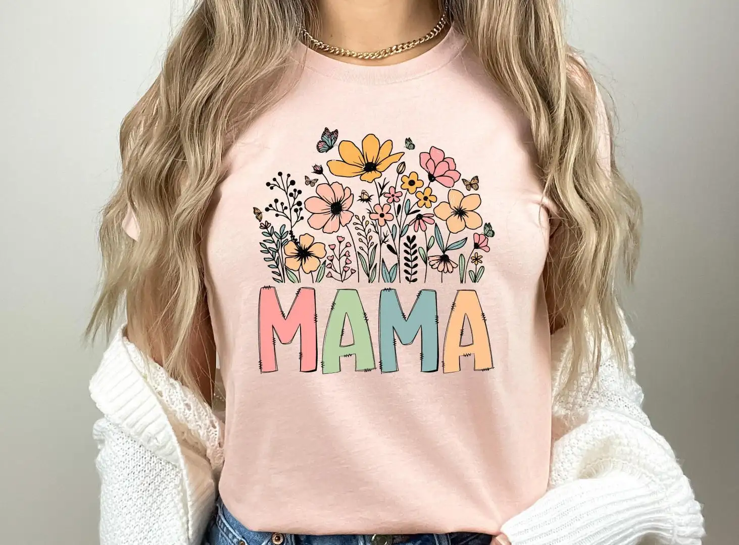 Retro Floral Mama Shirt for Mother's Day Gift