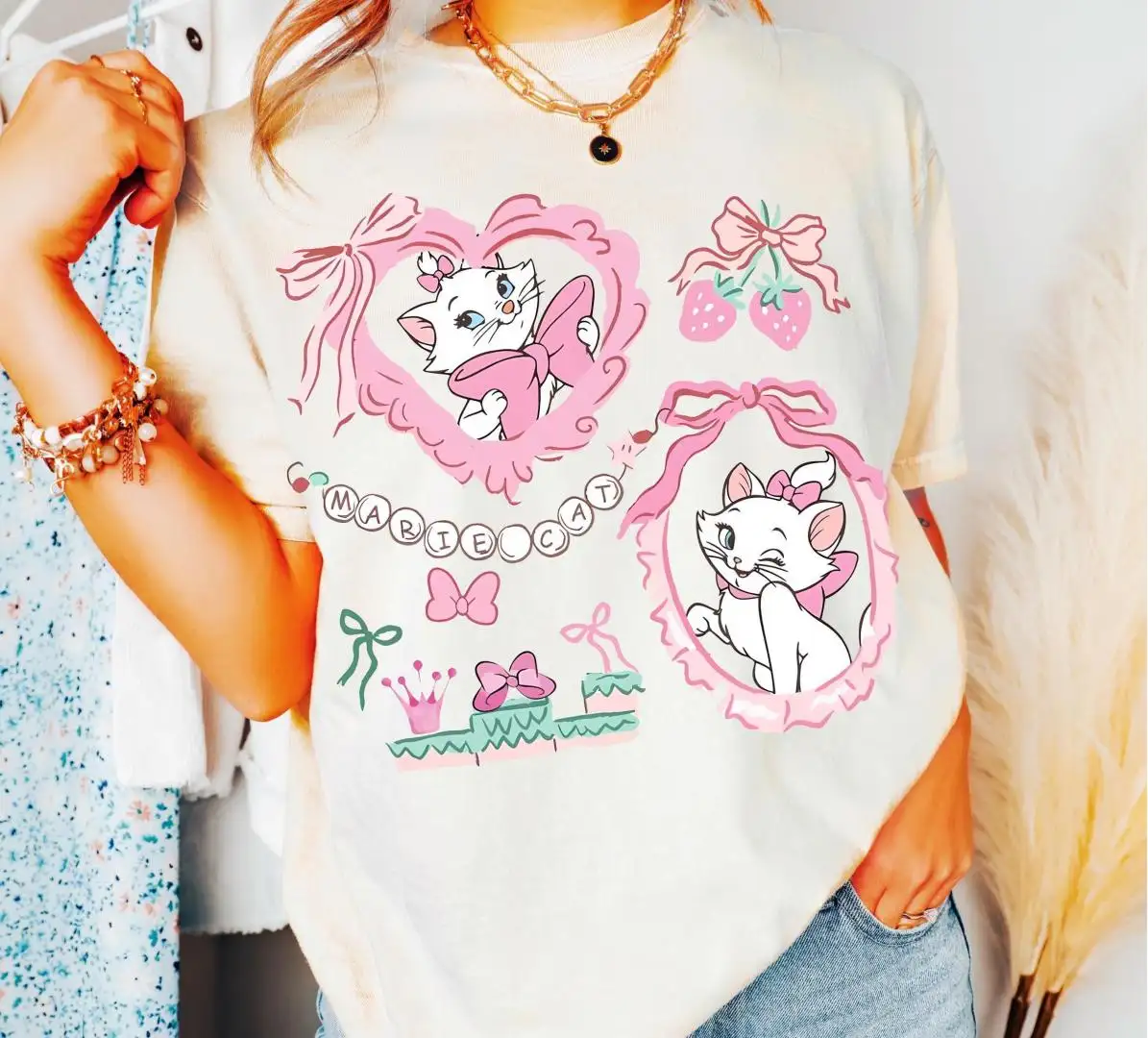 Disney Aristocats Marie Coquette Bow Shirt for Cat Lovers