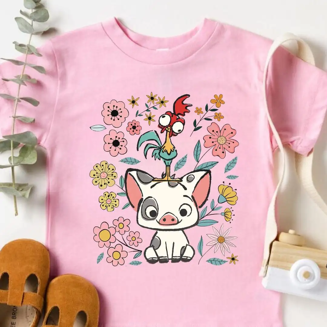 Moana Disney Shirt for Girls Floral Pua Hei Hei