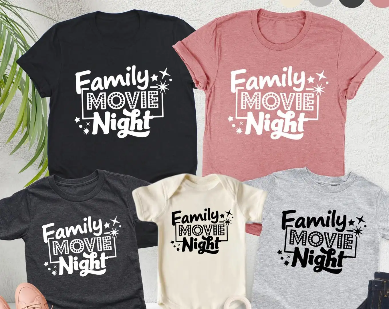 Family Movie Night Shirt For Dad Mom And Kids
