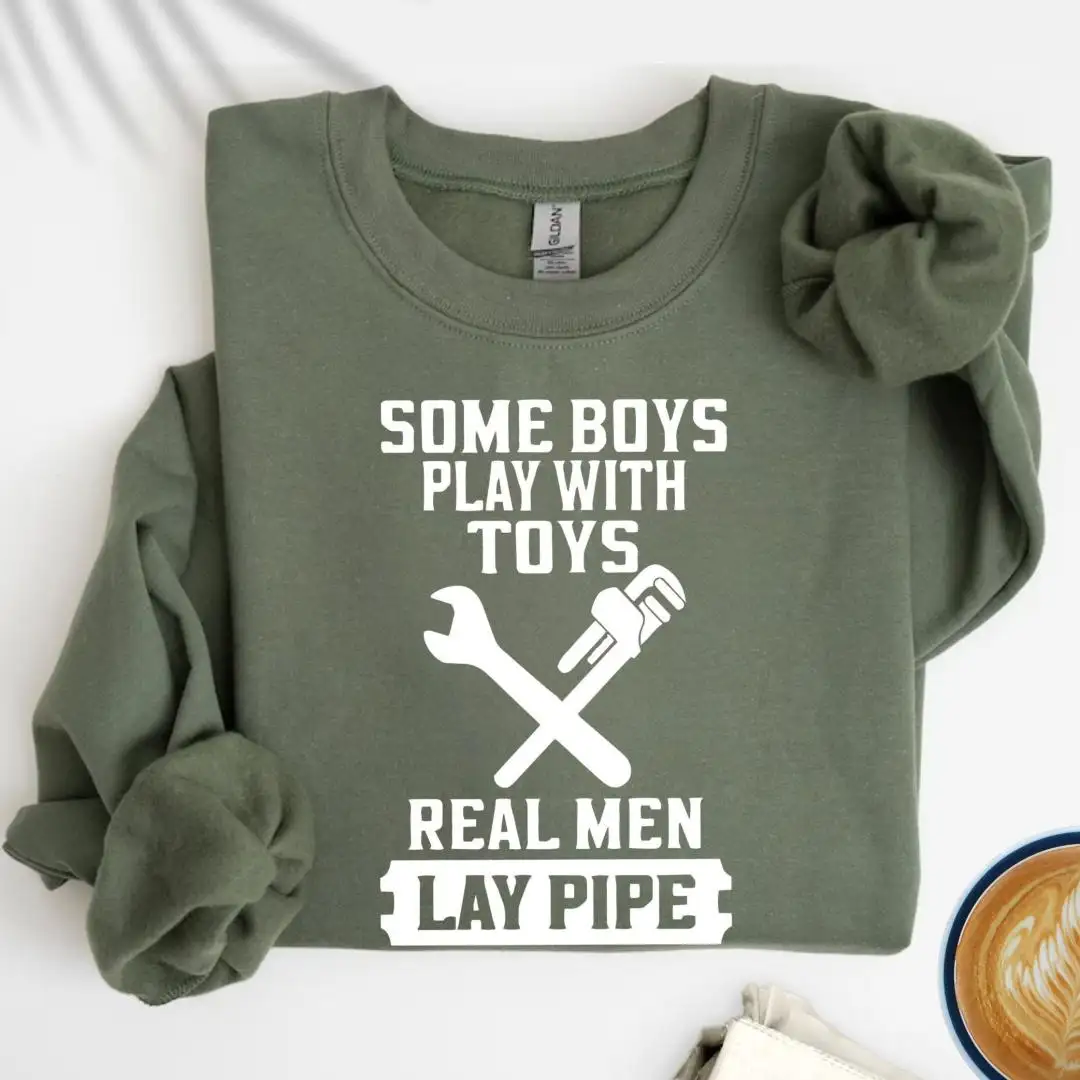Funny Plumber Shirt For Men | Real Men Lay Pipe Gift