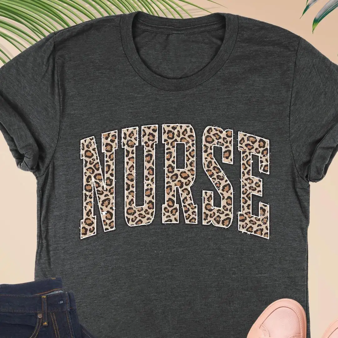 Leopard Print Nurse Shirt for Women RN Scrub Life