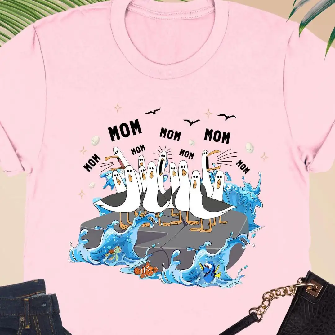 Funny Mom Ocean Life Seagull Shirt for Family Vacation
