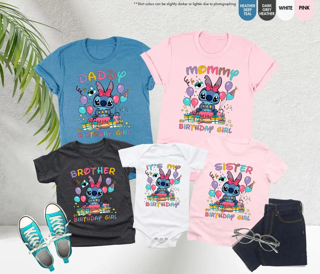 Personalized Disney Stitch Birthday Girl Family Shirt