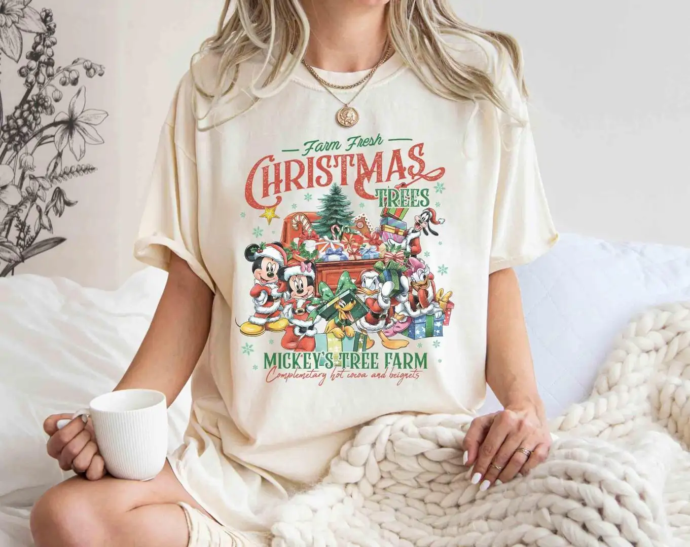 Vintage Disney Christmas Shirt with Retro Mickey Tree Farm