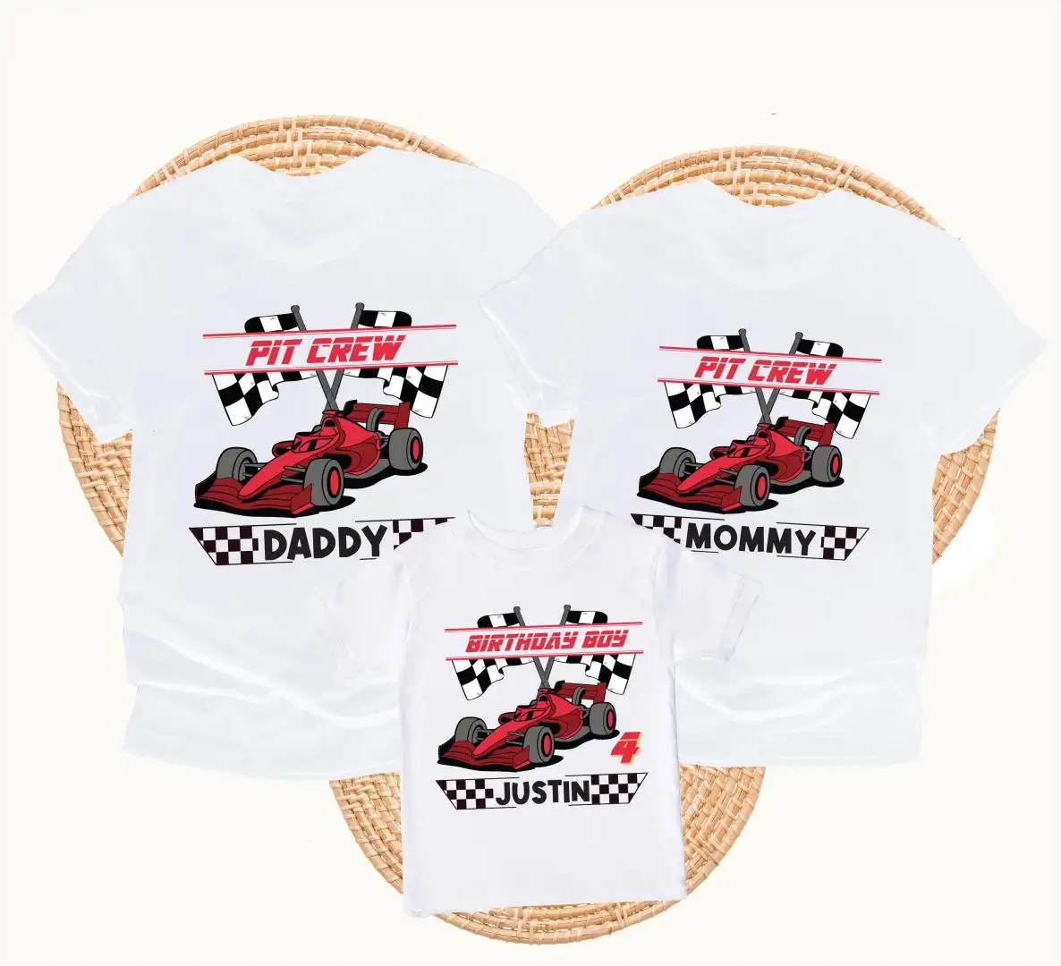 Custom Racing Car Birthday Shirt for Pit Crew Family