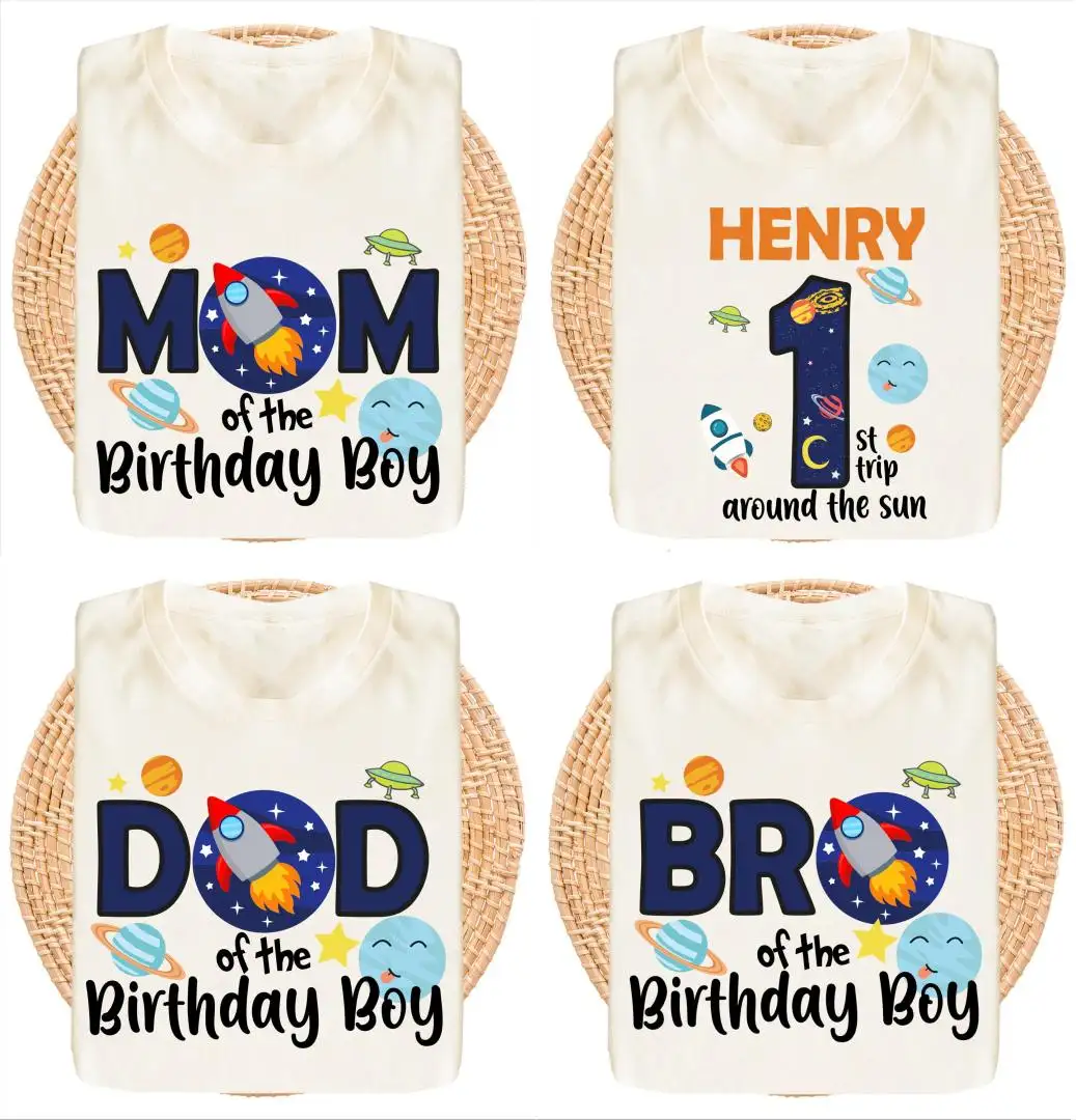 Space Themed Birthday Shirt for Family