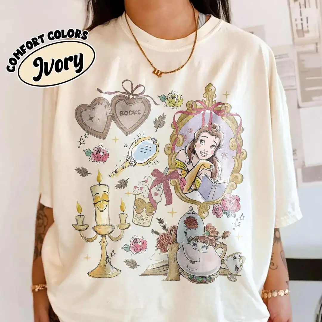 Disney Belle Book Lover Shirt for Princess Storytime