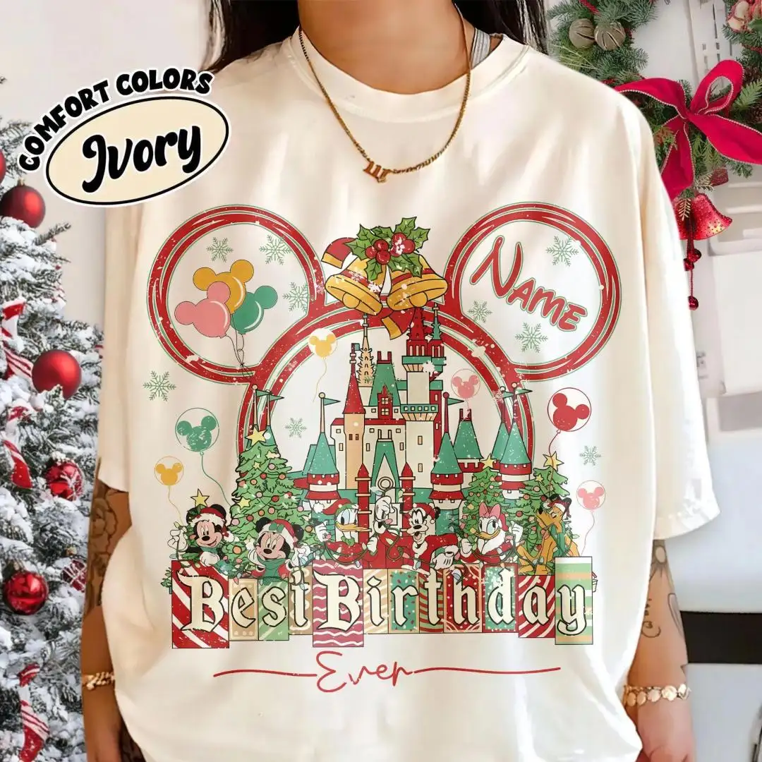 Personalized Disney Christmas Birthday Shirt for Family