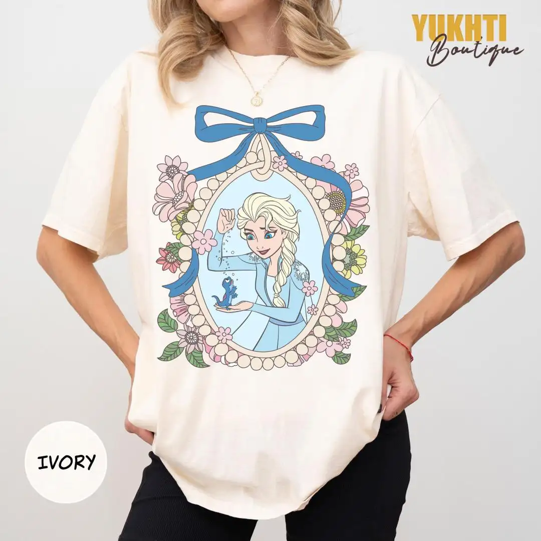 Retro Disney Elsa Princess Bow Shirt | Frozen Comfort Color