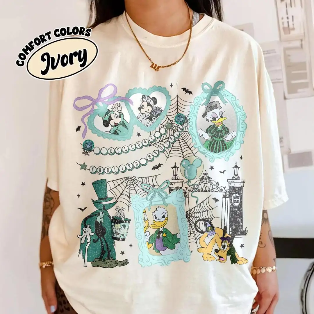 Disney Haunted Mansion Shirt Coquette Bow Halloween