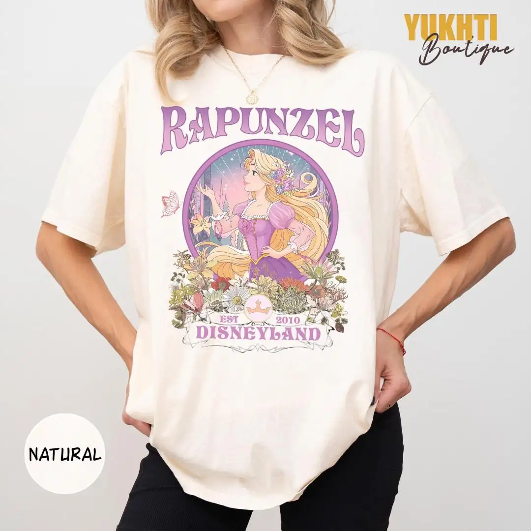 Vintage Disney Rapunzel Floral Shirt for Disneyland Trips