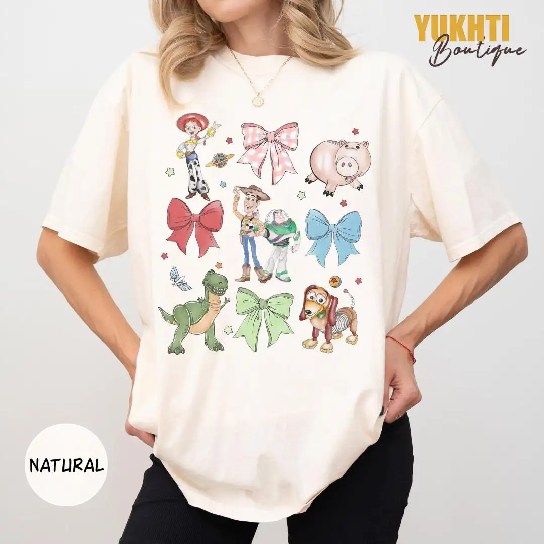 Toy Story Disney Shirt with Coquette Bows Watercolor Design