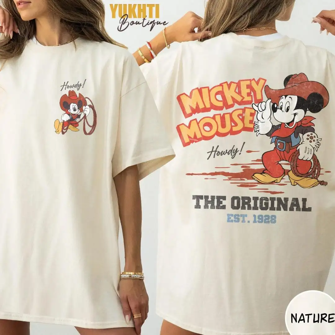 Retro Mickey Mouse Cowboy Shirt for Disneyland Family Matching