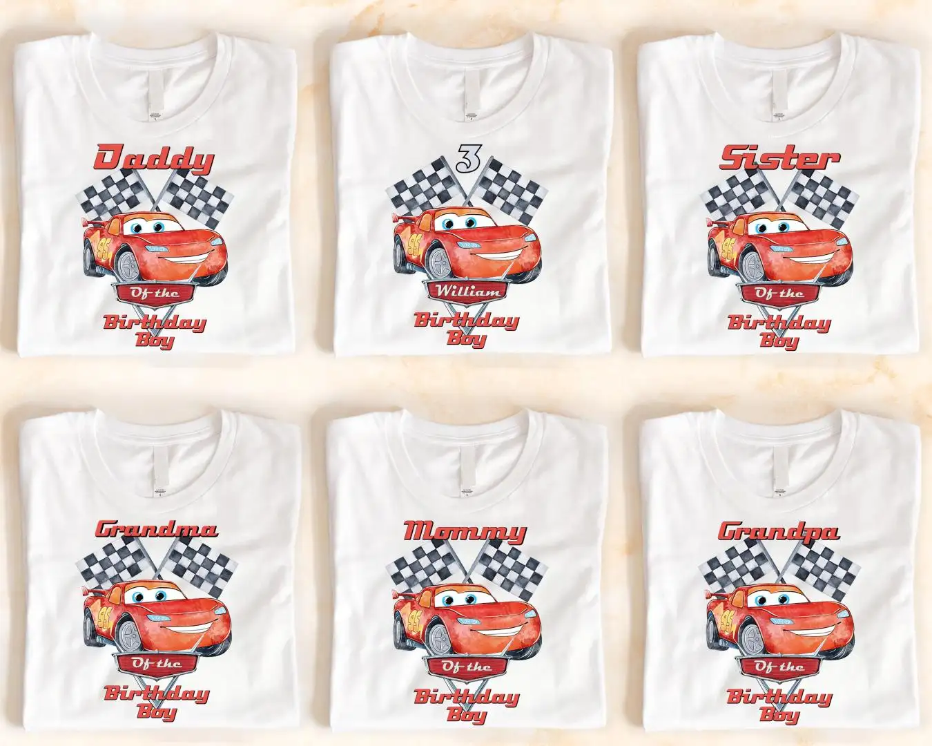 Lightning McQueen Cars Birthday Shirt for Family