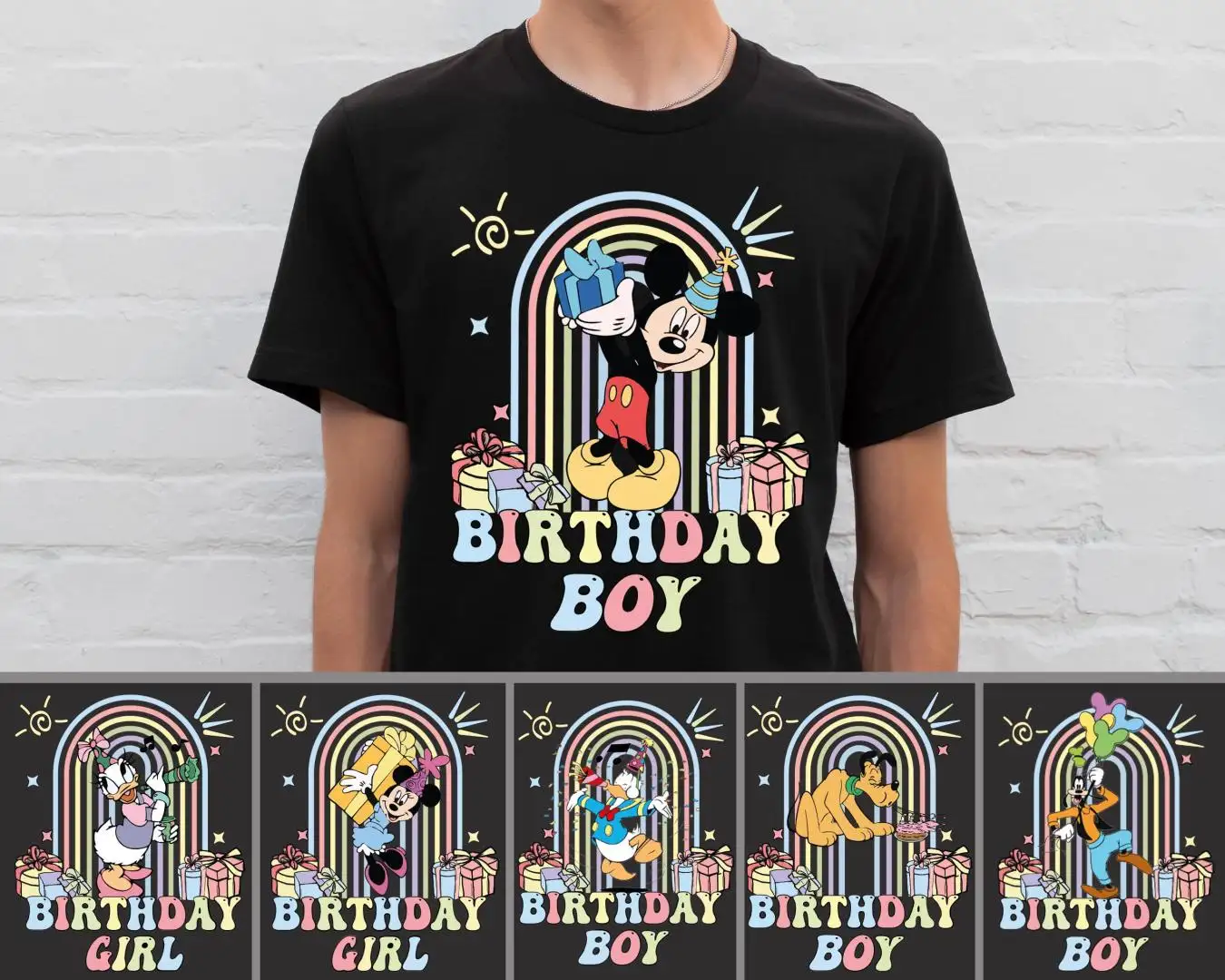Disney Birthday Shirt for Kids with Mickey Rainbow