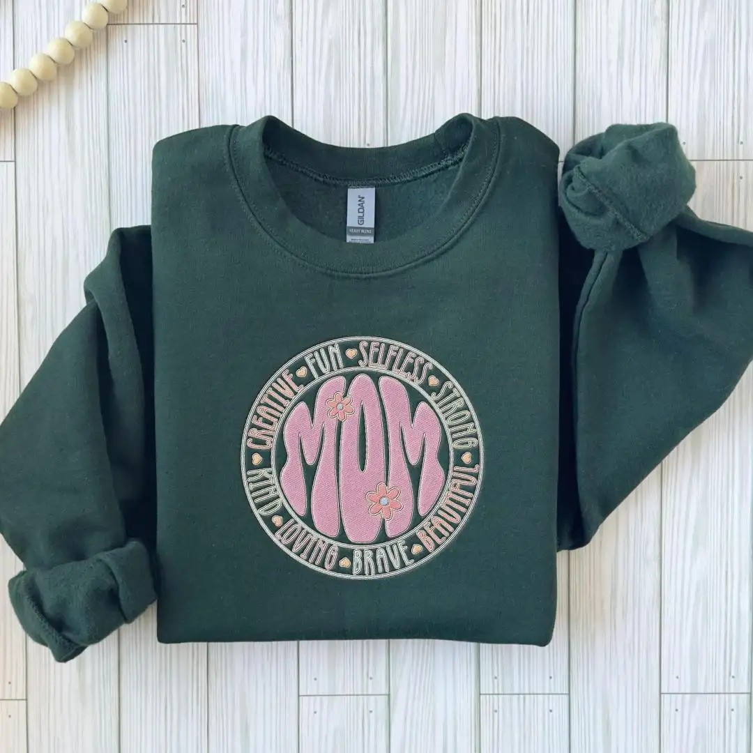 Floral Embroidered Mom Shirt | Mother's Day Gift