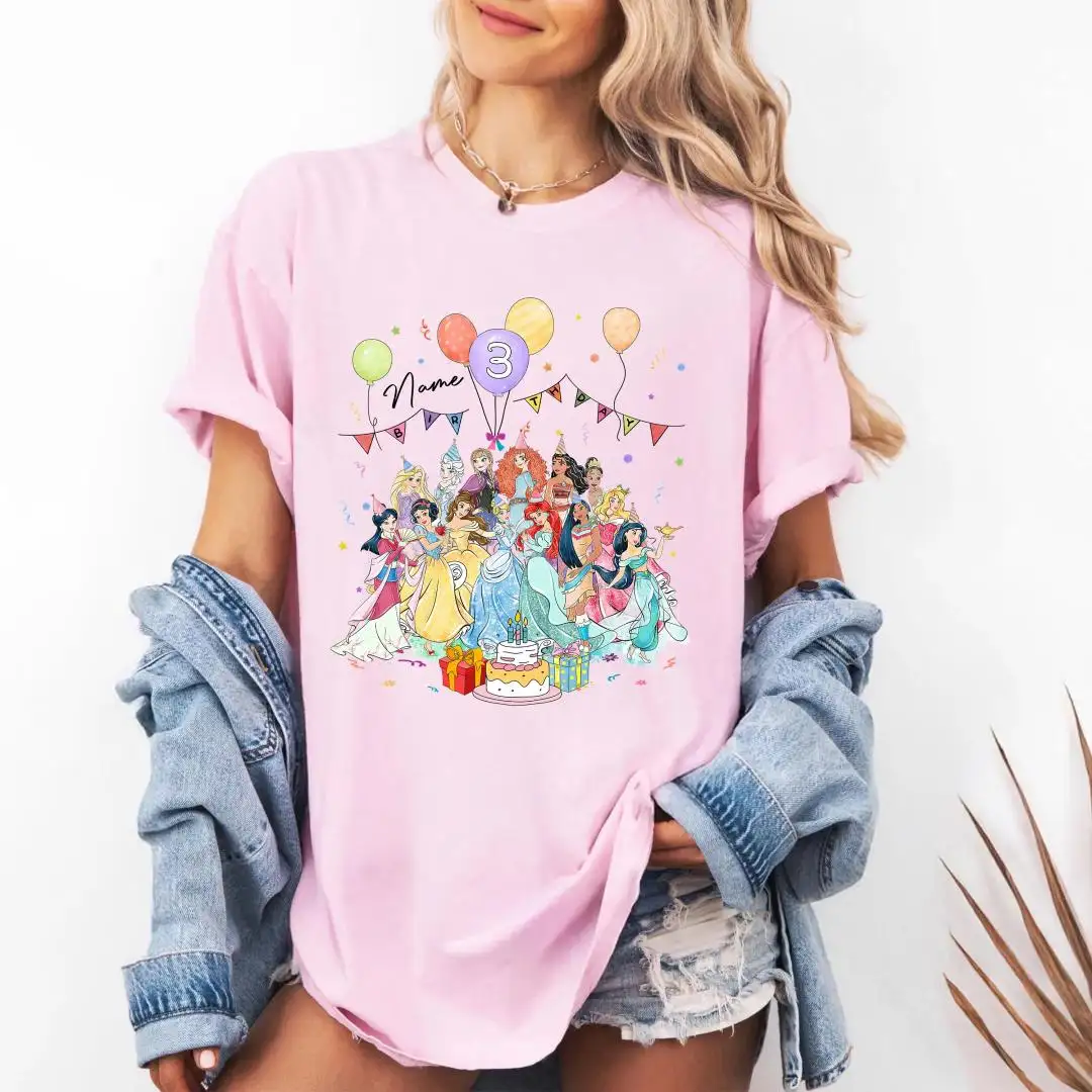 Custom Disney Princess Birthday Shirt Personalized Name & Age