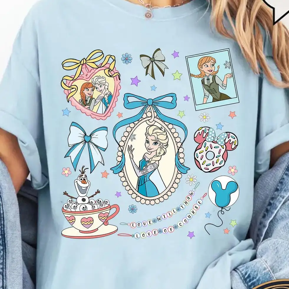 Disney Princess Elsa Mirror Coquette Bow Shirt
