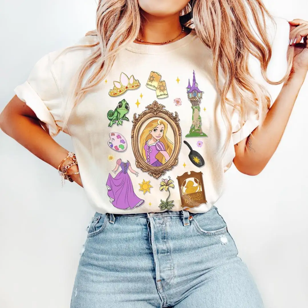 Vintage Disney Tangled Rapunzel Floral Shirt for Women