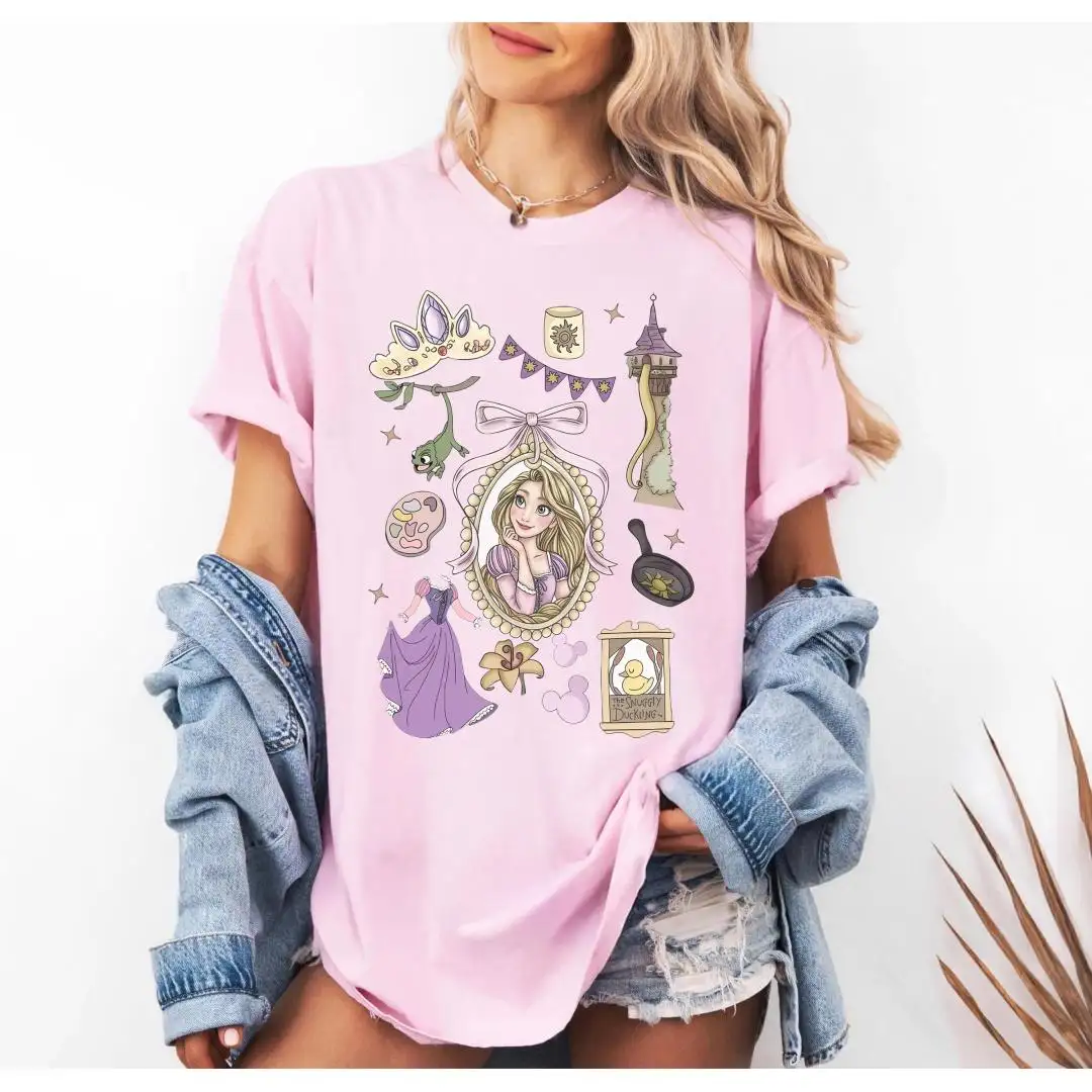 Vintage Disney Tangled Rapunzel Floral Shirt for Women