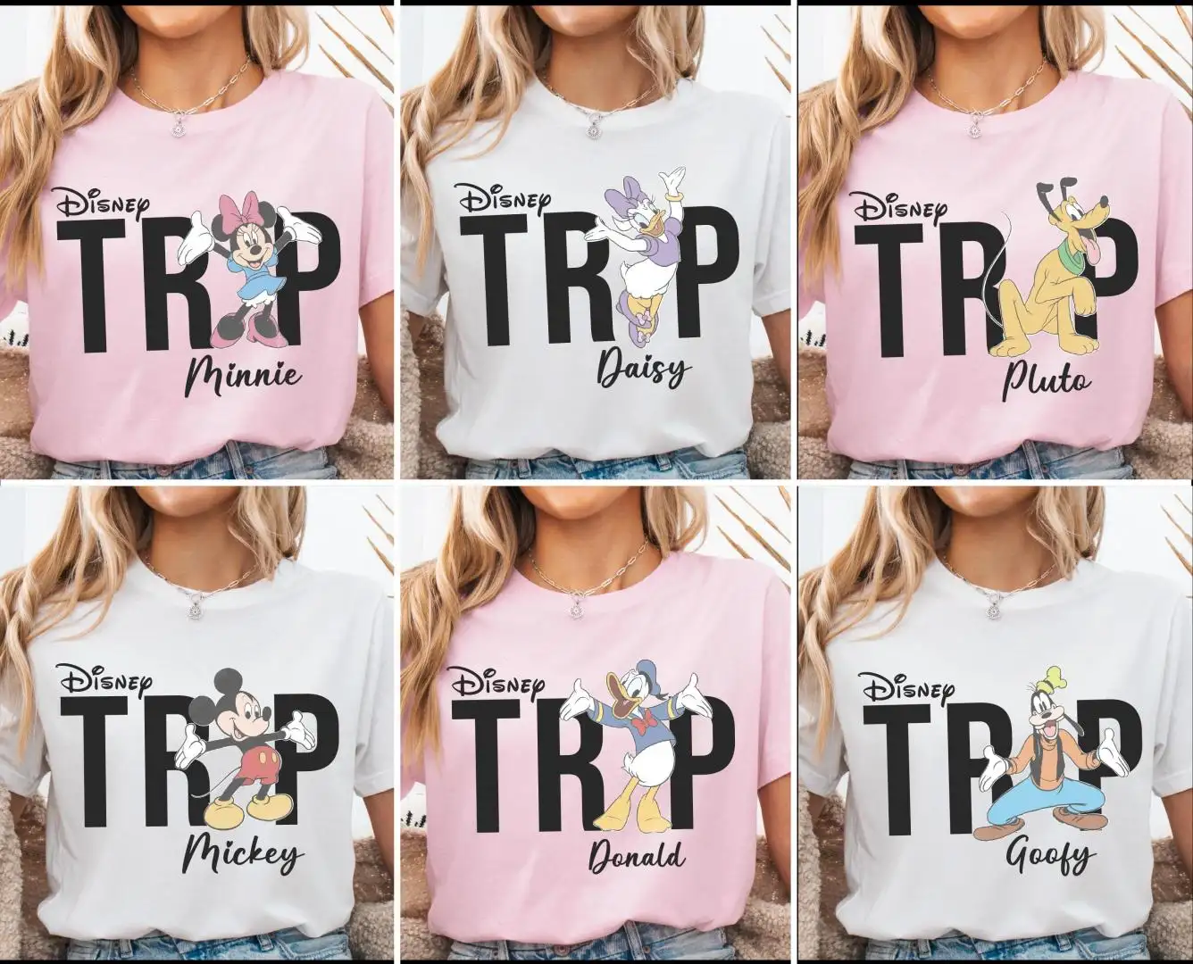 Retro Disney Characters Family Vacation Shirt