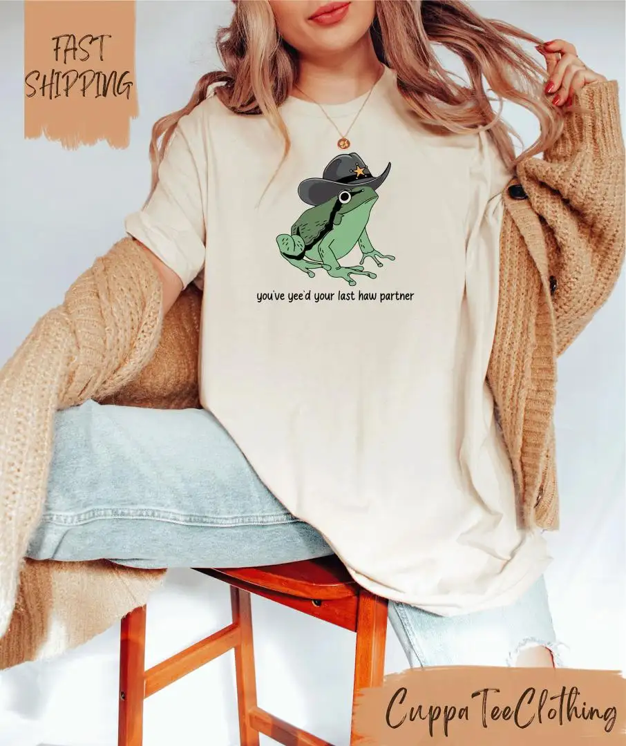 Funny Cowboy Frog Shirt for Frog Lover Western Humor