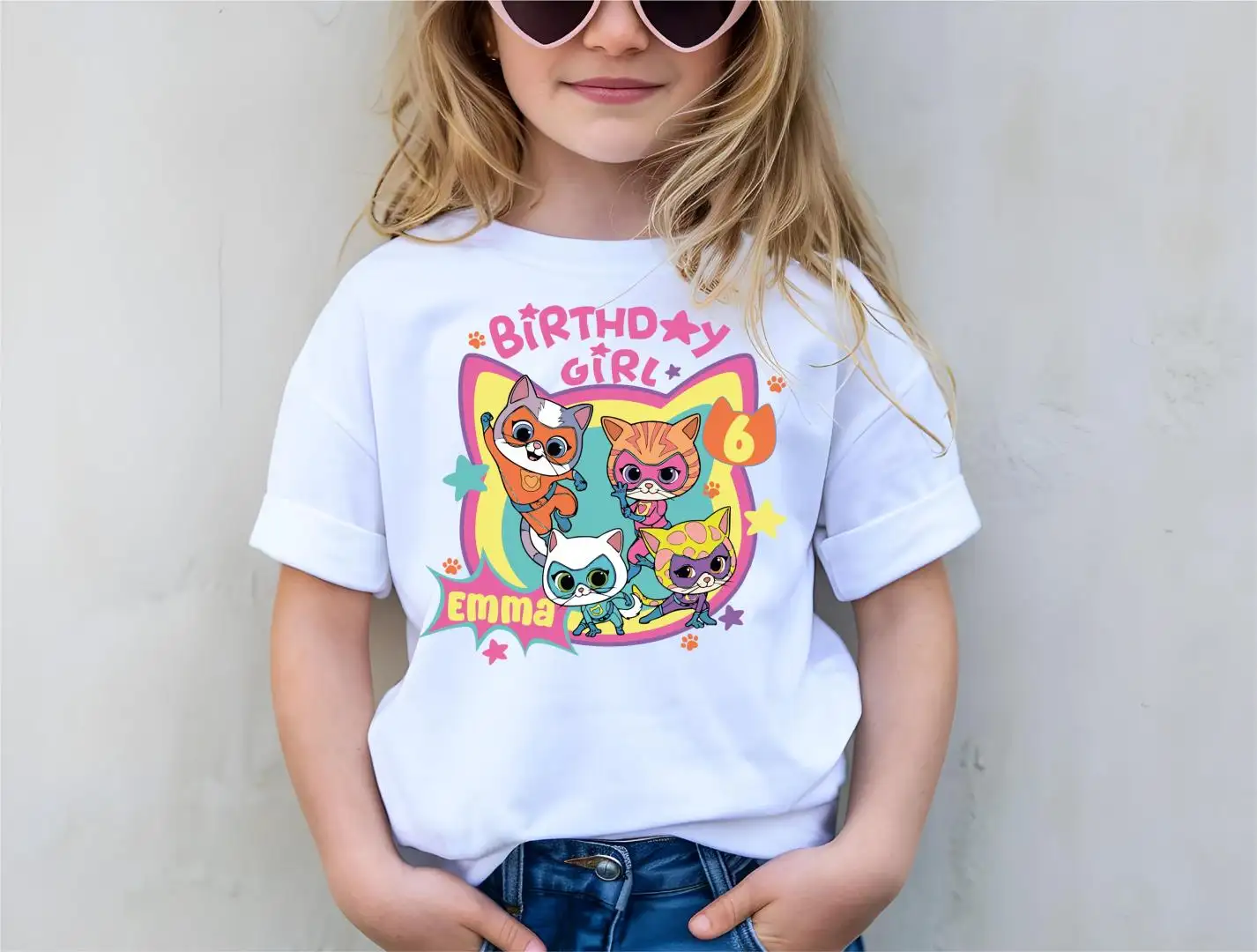 SuperKitties Birthday Girl Shirt for Kids Party