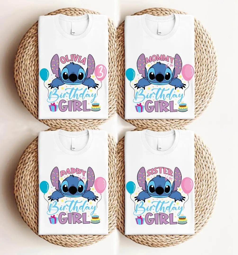 Disney Stitch Birthday Girl Shirt for Family Trip