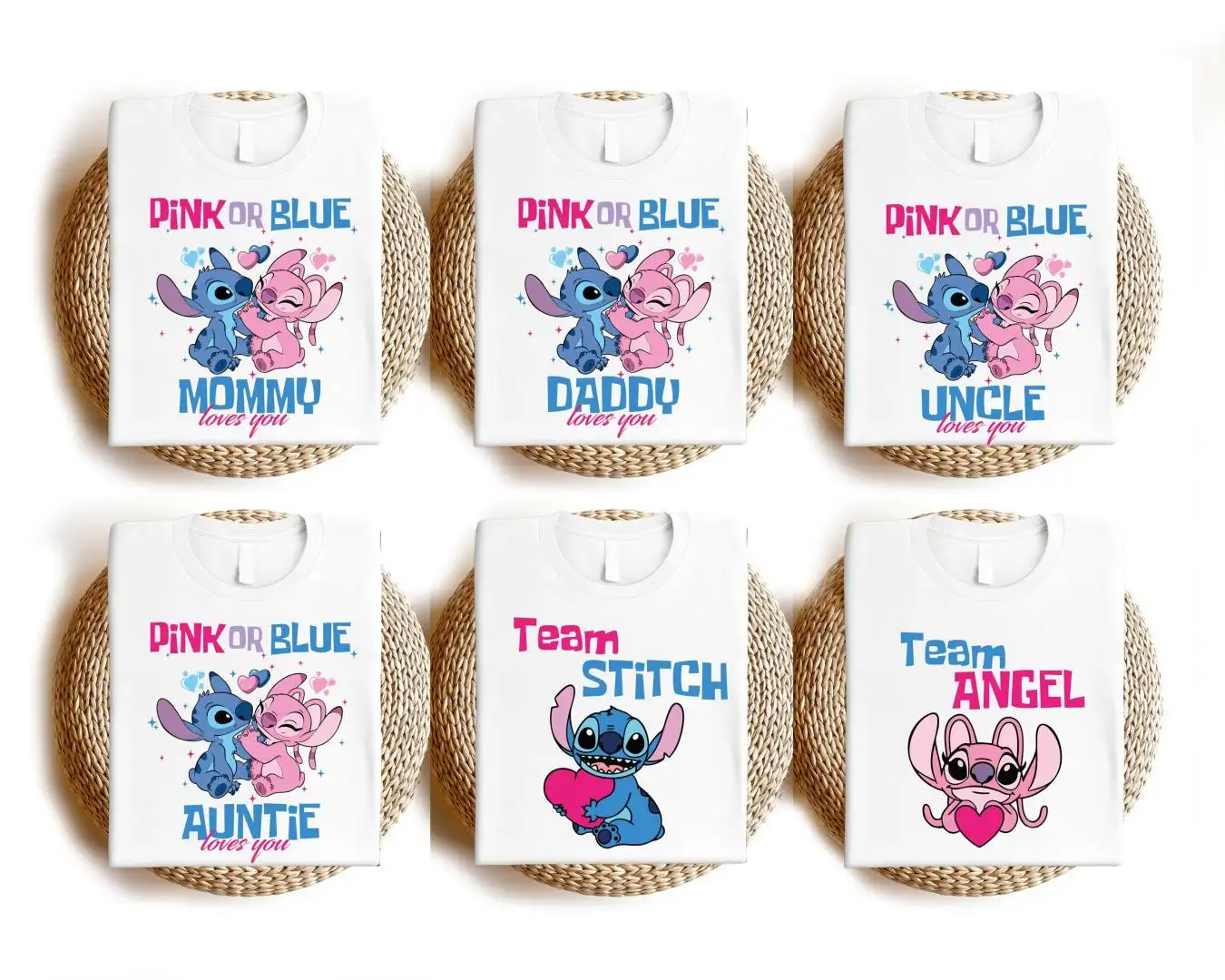 Disney Stitch Gender Reveal Family Shirt