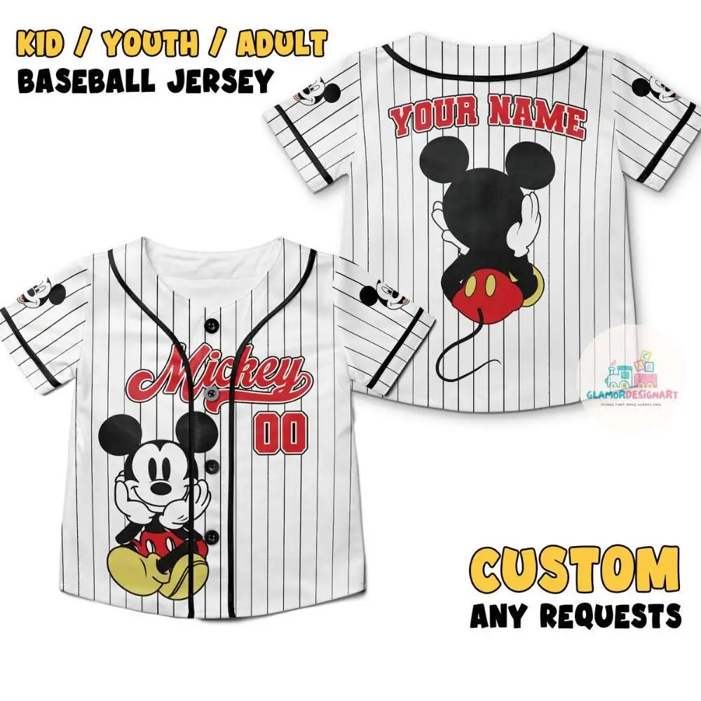 Custom Disney Vintage Mickey Mouse Baseball Shirt