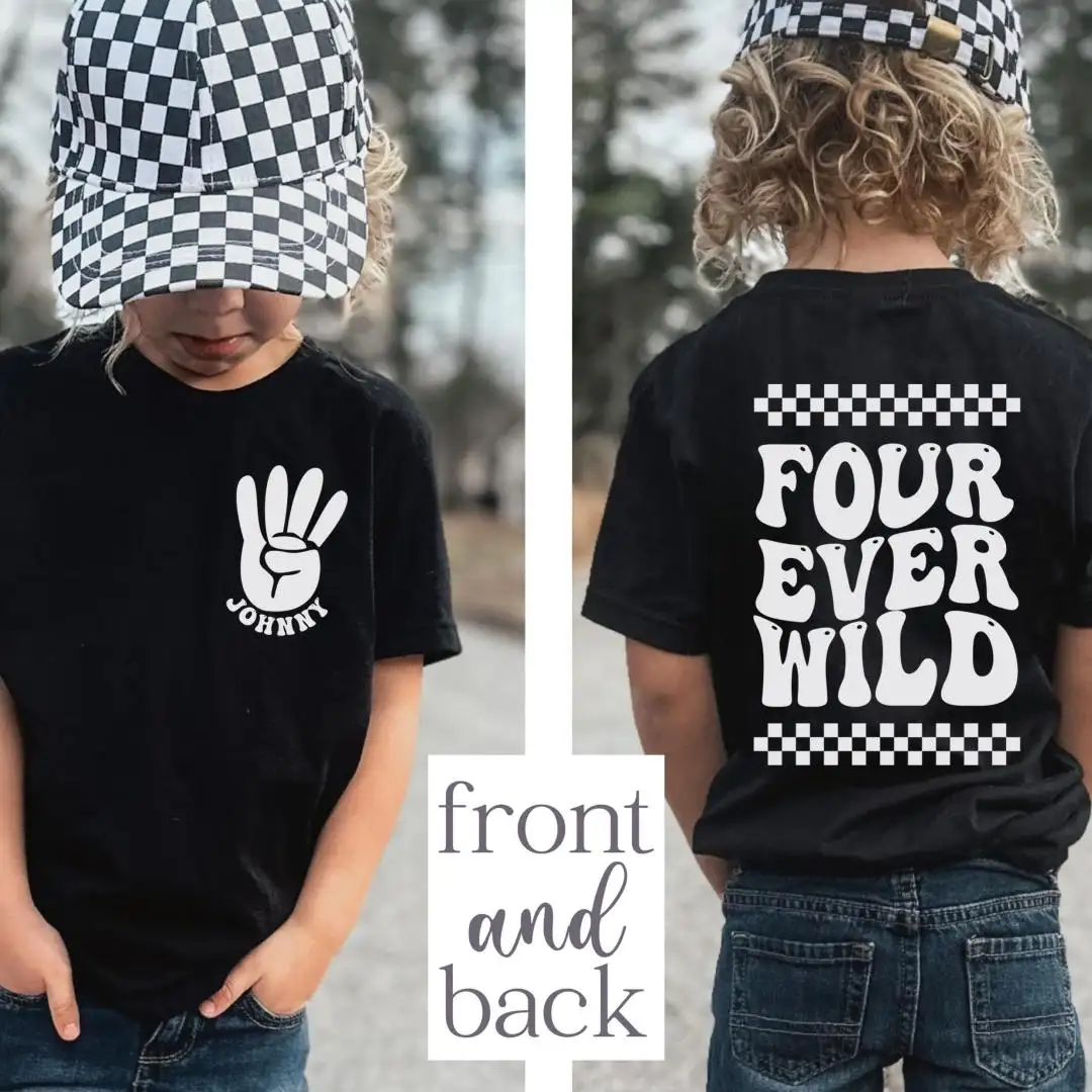 Four Ever Wild Fourth Birthday Shirt For Kids