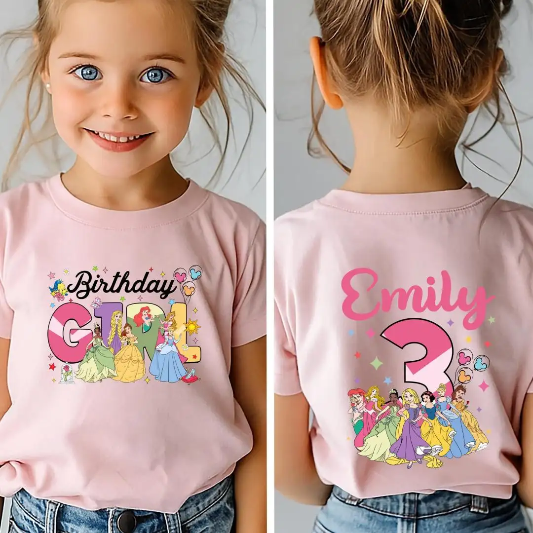 Custom Disney Princess Birthday Shirt for Girls